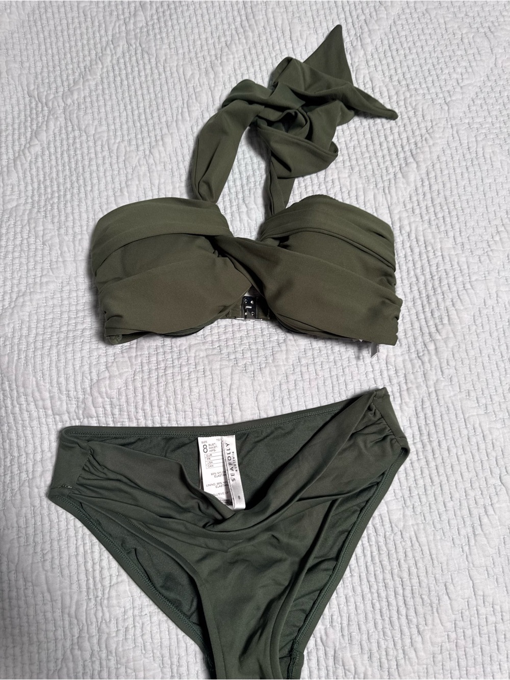 Seafolly Olive Green Halter Bandeau Bikini Set